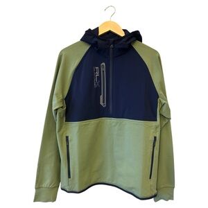 RALPH LAUREN RLX Performance Golf 1/2 Zip Hoodie Medium Green/Navy NWT $198